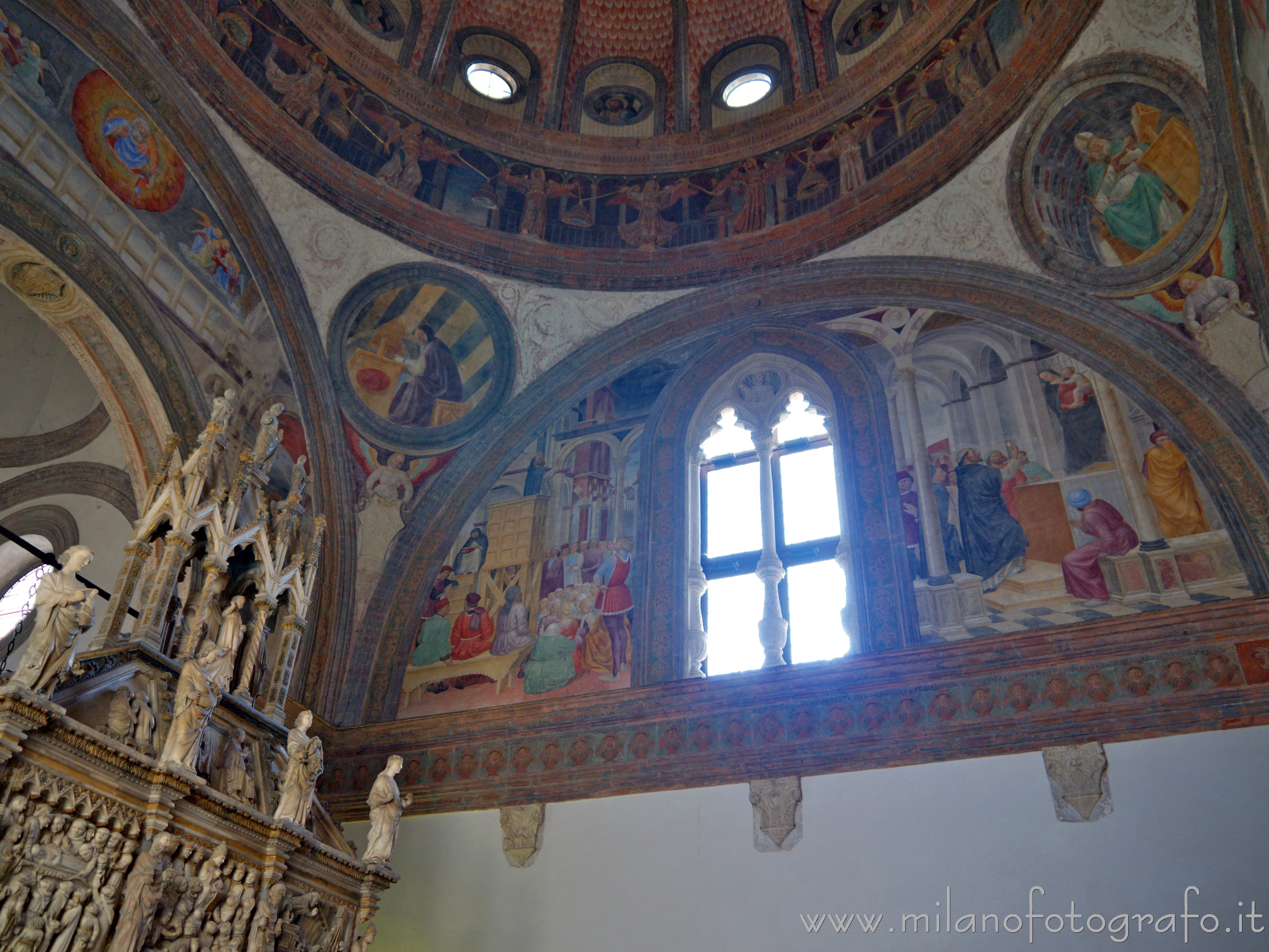 Milan (Italy) - Looking toward the right internal wall of the Portinari Chapel